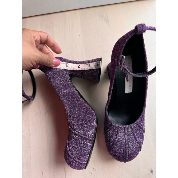 STELLA MCCARTNEY purple Groove Shimmer Dressy Ankle Strap size 36.5/US 6.5 - Picture 13 of 14